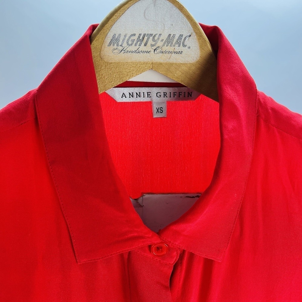 ANNIE GRIFFIN Red Silk Sleeveless Collared Button Down Womens Size XS‎ - Picture 4 of 5